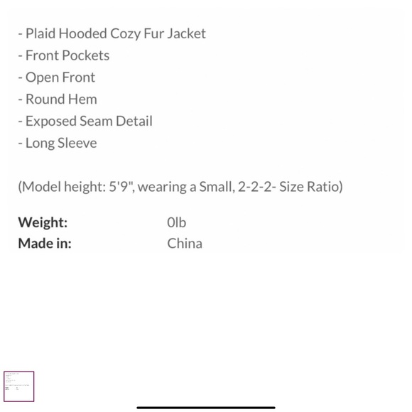 Plaid Hooded Jacket - Brown and Red - Picture 3 of 3